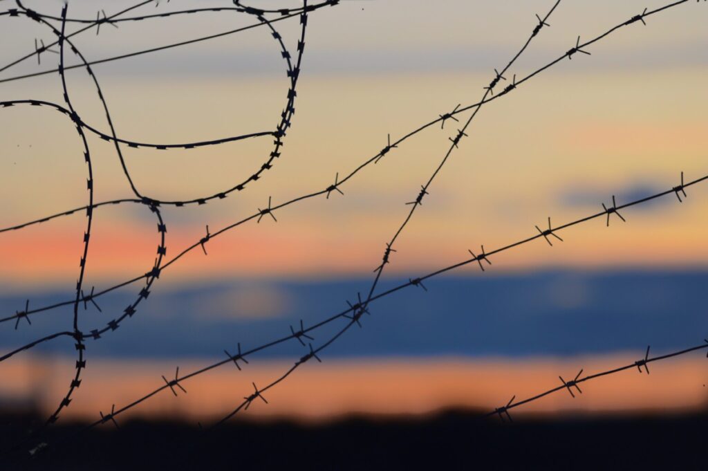 Close up image of barbed wire