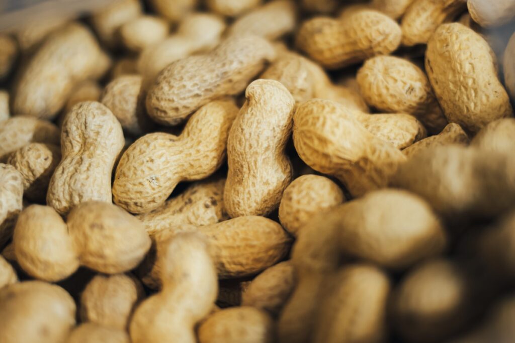 a close up of a pile of peanuts