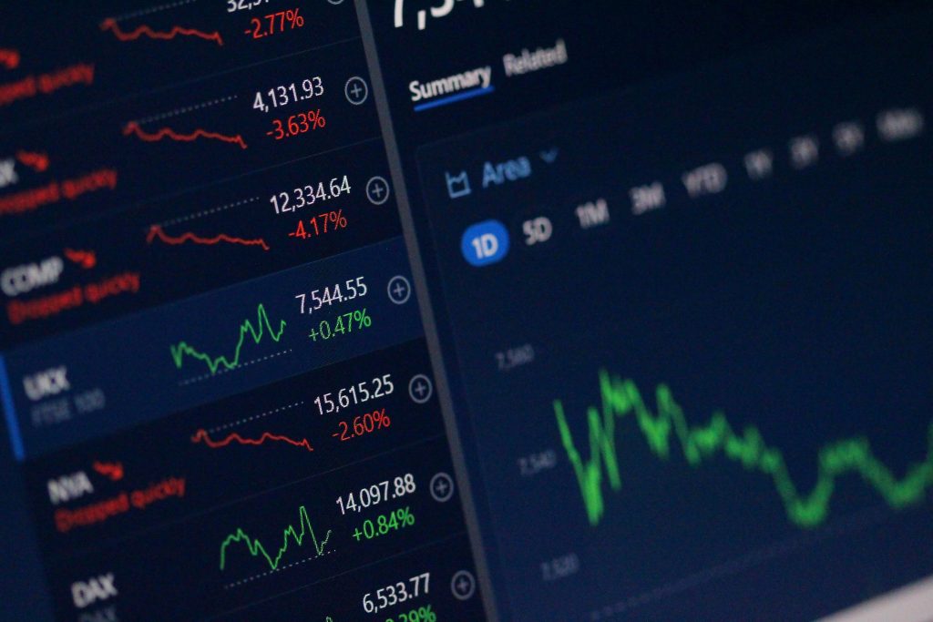 Close up of digital read of stocks