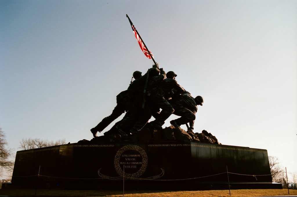 Statue of marines lifting the U.S. flag at Iwo Jima
