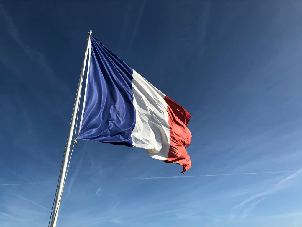 The flag for the country of France