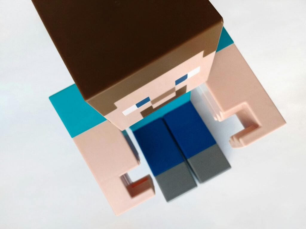 close-up of a block-shaped person