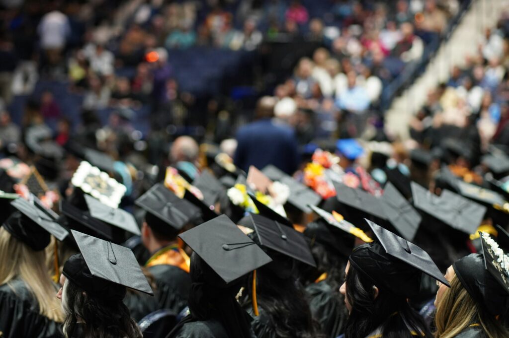 graduates in a cap and gown
